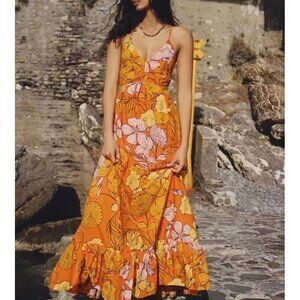 Plenty by Tracy Reese Exploded floral lace back maxi dress, orange/ yellow, O21